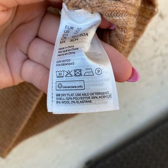 H&M Pringle of Scotland size extra small brown wool blend collab varsity hoodie - Picture 6 of 9